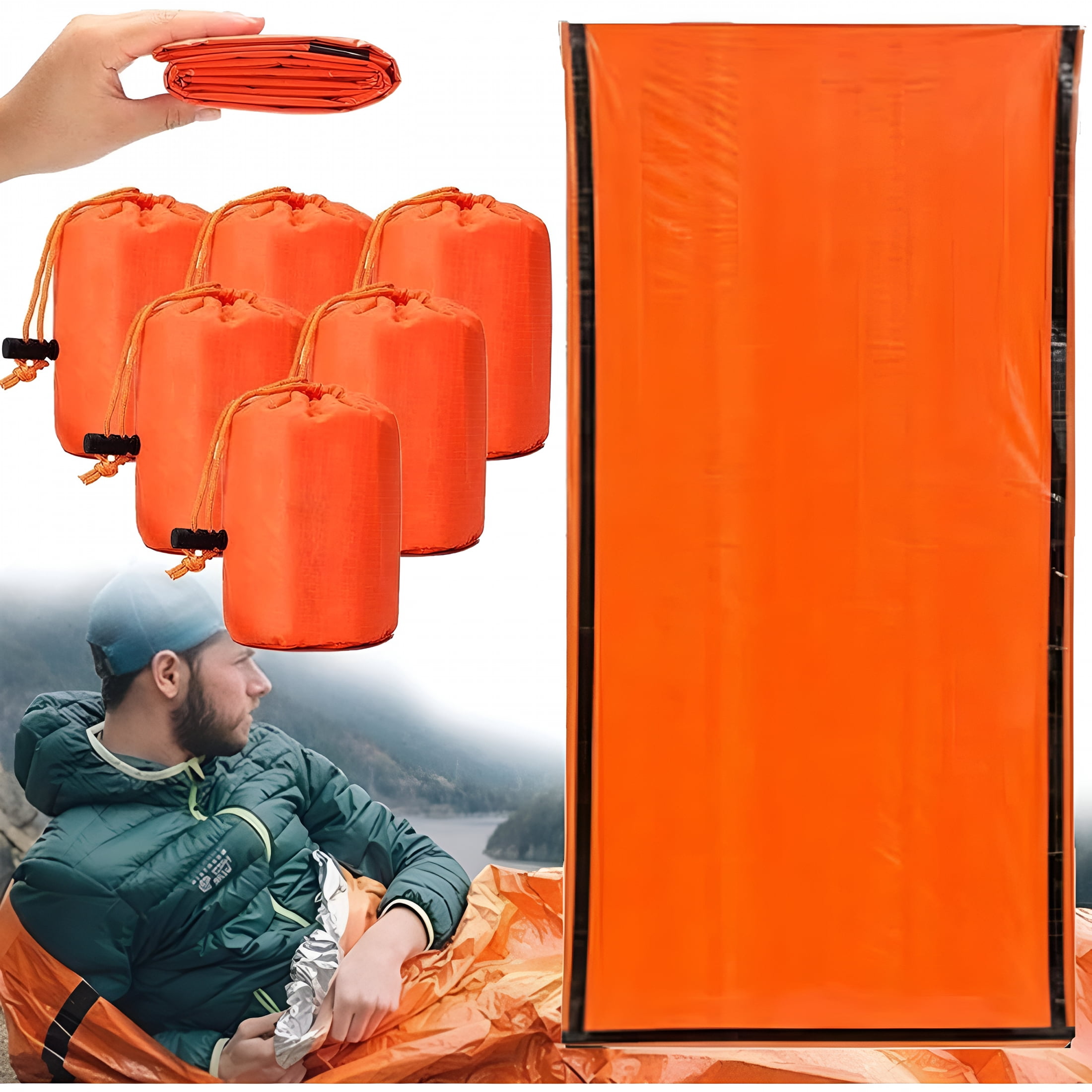 XIBUFE 2026 New Emergency Sleeping Bag, 84"X36" Waterproof Emergency Sleeping Bags for Survival, Pocket Size Survival Blanket, Thermal Bivy Sack for Outdoor Camping, Hiking