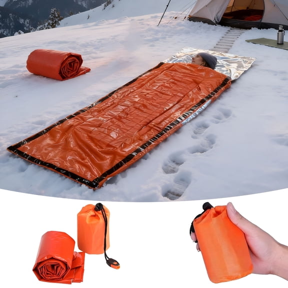 XIBUFE 2026 New Emergency Sleeping Bag for Outdoor Sports,84"X36" Waterproof Survival Emergency Sleeping Bags for Survival,Pocket Size Survival Blanket,Thermal Bivy Sack for Outdoor Camping,Orange