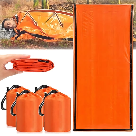 XIBUFE 2026 New Emergency Sleeping Bag, Waterproof Emergency Sleeping Bags for Survival, 84X36In Sleeping Bag, Pocket Size Survival Blanket, 3/4/5 Pcs Thermal Bivy Sack for Outdoor Camping, Hiking