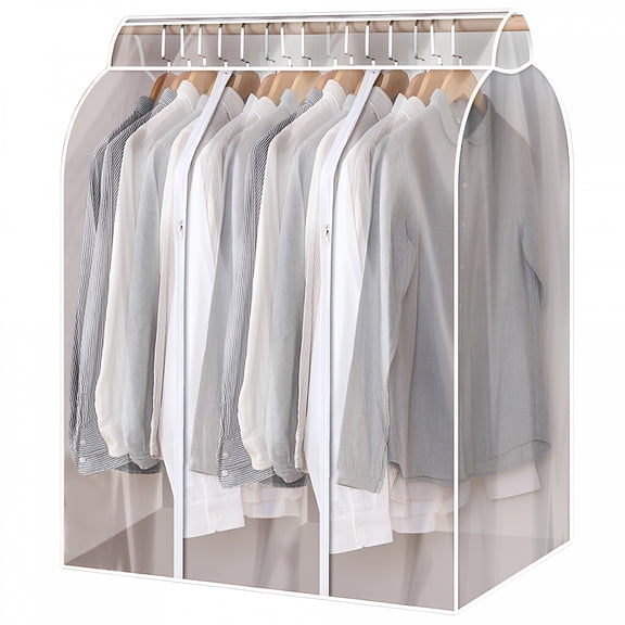 XIBUFE 2026 New Extra Large Clear Hanging Garment Bags for Closet Storage Bottom Enclosed Garment Rack Cover for Travel, Home, Wardrobe, Moving Sealed M-Xxl