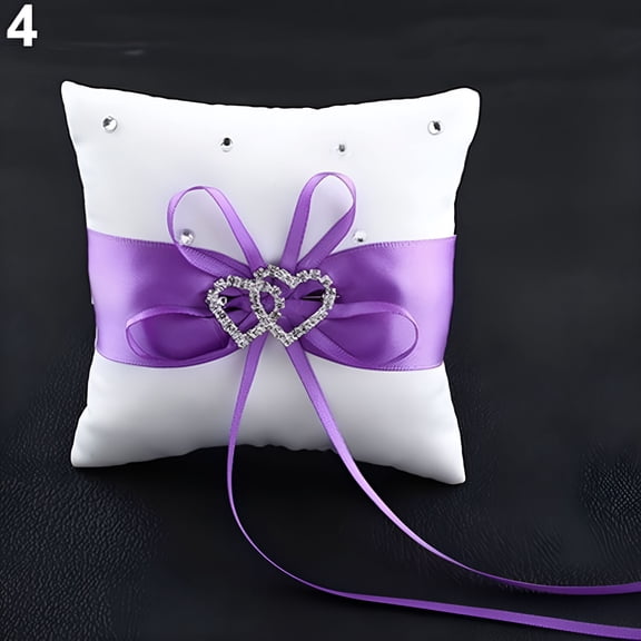 XIBUFE 2026 New Fashion Wedding Bridal Bowknot Double Heart Ring Bearer Pillow Cushion for Wedding,Ceremony,Home,Silk,Polyester Tape