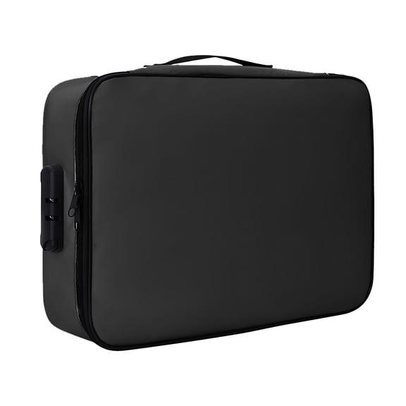 XIBUFE 2026 New File Storage Boxes Fireproof Waterproof,Document Safe Locking File Storage Chest,With Inserts Bags and Zipper for Office,Home,Documents,Important Papers,Valuables,Black