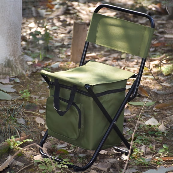 XIBUFE 2026 New Fishing Chair with Cooler Bag Foldable Compact Fishing Stool Backpack Cooler Chair Fishing Chairs with Backrest Folding Camping Stool Compact for Outdoors Hiking Hunting Travel