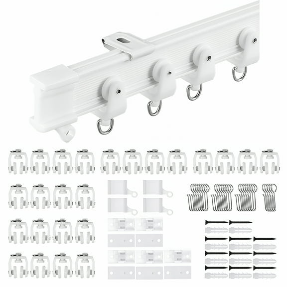 XIBUFE 2026 New Flexible Ceiling Curtain Track,9.8 Ft (3 M) Curved Curtain Rail with Mute Rollers,Bendable Mount for Shower Bay Window Rv Room Divider
