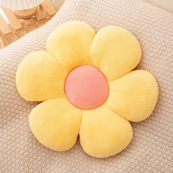 XIBUFE 2026 New Flower Pillow Soft Plush Cushion,Adorable Cartoon Sunflower and Daisy Pillow with Cozy Short Plush Surface, Ideal for Living Room and Bedroom,Yellow