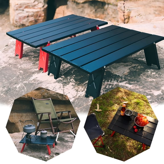 XIBUFE 2026 New Foldable Picnic Table,Portable Beach Table Aluminum Ultralight Adjustable Folding Camping Table,Beach Tables for Sand Foldable,That Fold Up Lightweight,Short Table Floor Table Red