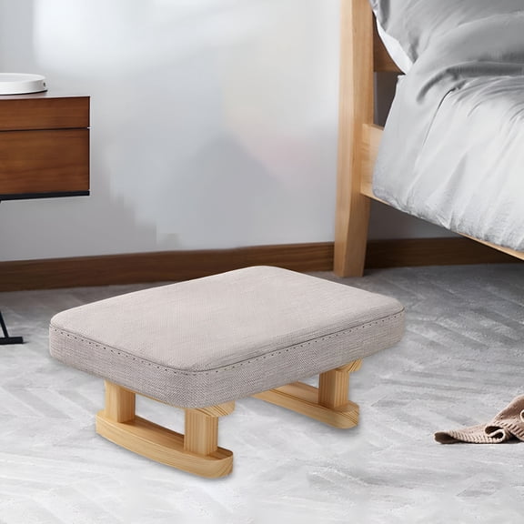 XIBUFE 2026 New Footrest with Wooden Legs Rectangle Short Step Stool 41X30X18Cm Padded Footstool Small Low Ottoman for Office Tearoom Playroom Guest Room for Home,Office,Bedroom,Living Room Gray