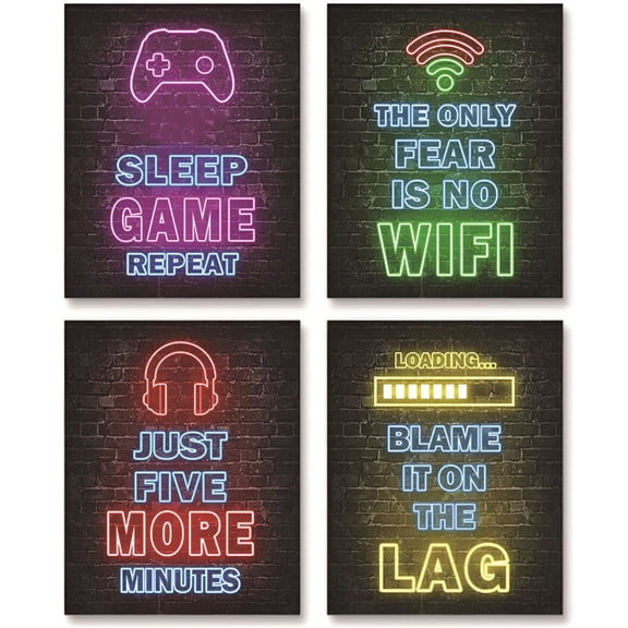 XIBUFE Gamer Room Decor for Boys,Set of 4 Gaming Wall Decor 8.7
