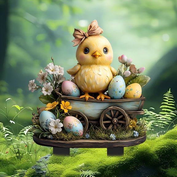 XIBUFE 2026 New Garden Decor Outdoor Statue Chick Statue Sculpture Standing Farm Animal Decoration Chicken Sculpture Yard Art Outdoor Lawn Decoration