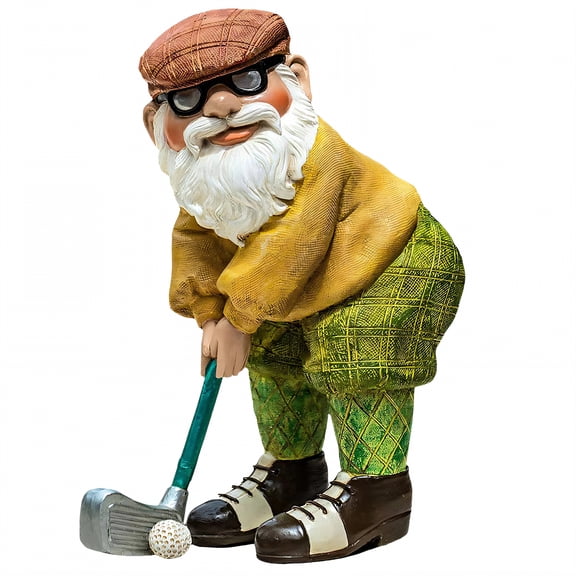 XIBUFE 2026 New Garden Gnomes,Resin Golf Dwarf Garden Decor for Outside,Golf Swing Posture Gnomes Outdoor Statues for Garden,Lawn,Patio,Backyard