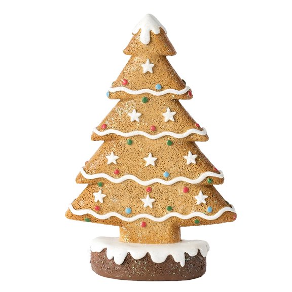 XIBUFE 2026 New Gingerbread Christmas Tree Decor Resin Holiday Tabletop Ornament Festive Xmas Home Decoration(15Cm/5.9In Height)