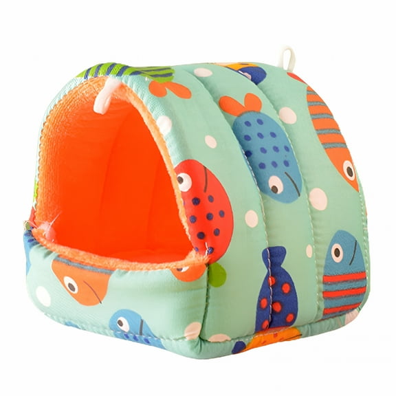 XIBUFE 2026 New Guinea Pig Bed Cave, Cute Cartoon Pattern Soft Skin-Friendly Cozy Hamster House Hideout for Dwarf Rabbits Hedgehog Squirrel Winter Nest Hamster Rats Cage Accessories