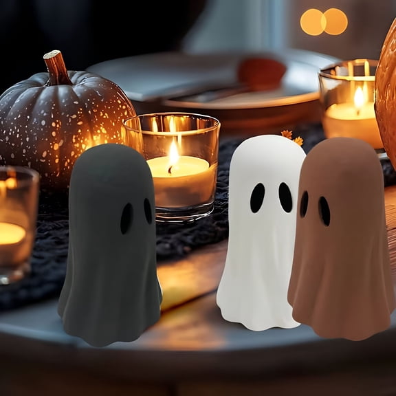 XIBUFE 2026 New Halloween Decor-Paper Mache Ghost Tabletop Decorations,Birthday Gifts,Halloween Indoor Decorations for Table, Shelf, Party, Office, Home