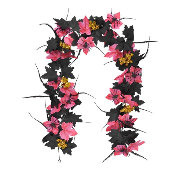 XIBUFE 2026 New Halloween Pumpkin Rattan Vine Decoration 68.7In Pink-Fall Thanksgiving Decor,Realistic Leaf Flexible Bendable Reusable Home Party Dcor