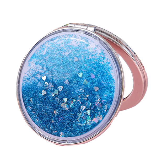 XIBUFE 2026 New Handheld Mirror Glitter Sand Design Compact Mirror 180-Degree Rotation Pocket Mirror Premium Mirror Frame Travel Mirror for Makeup Travel Daily Use Blue