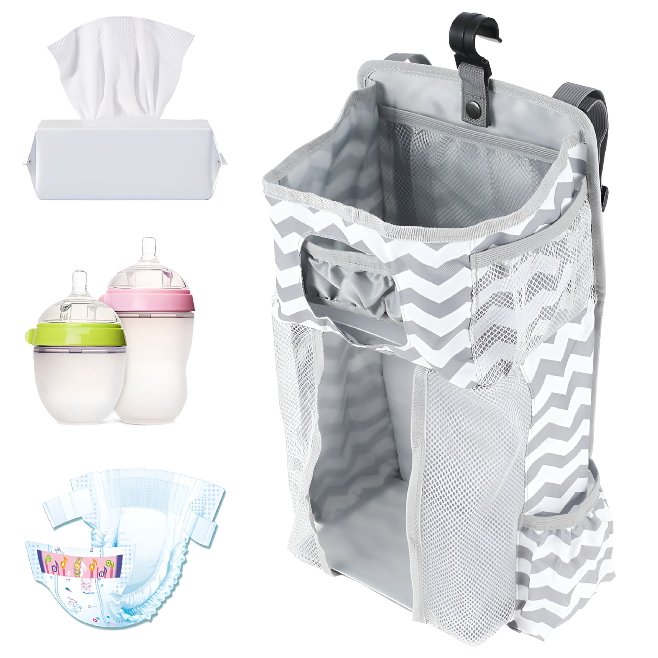 XIBUFE 2026 New Hanging Baby Diaper Caddy Organizer,Diaper Stacker,Baby Crib Hanging Classified Storage Bag Organizer fo
