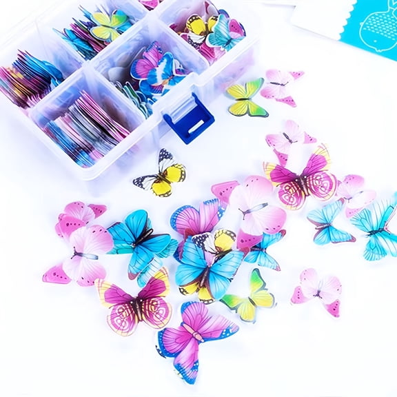 XIBUFE 2026 New Hawaiian Flowers Butterflies Cake Toppers - 1 Box,Edible Wafer Paper Decorations,Edible Flowers Cupcake Toppers Cake Decor for Birthday, Wedding, Baby Shower, Party