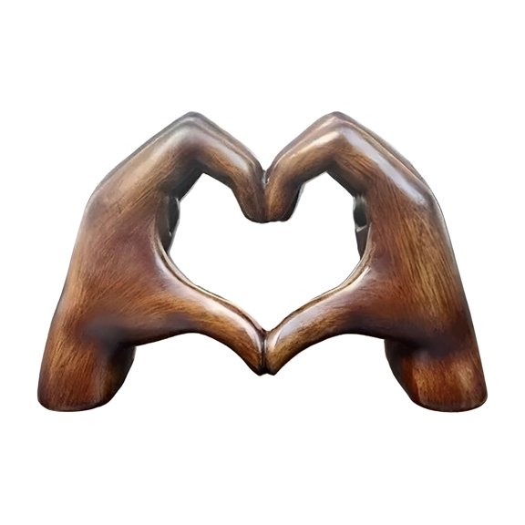XIBUFE 2026 New Heart Hands Sculpture Wooden Hearts Hand Sculptures, Love Gesture Resin Statue Home Living Room Desktop Ornament for Home, Office, Living Room, Bedroom, Tabletop, Mantel, Gift.