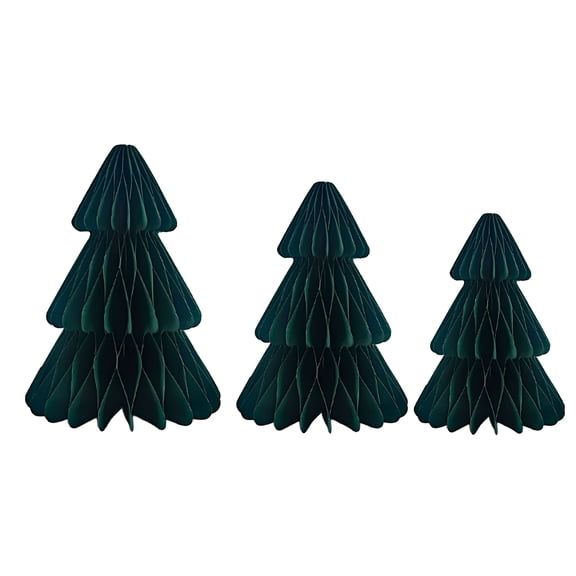 XIBUFE 2026 New Holiday Decor 3 Pcs Paper Honeycomb Tree Christmas Decoration 3D Centerpiece for Holiday Fireplace Mantel Festive Home Decor Party Supplies Unique Paper Trees