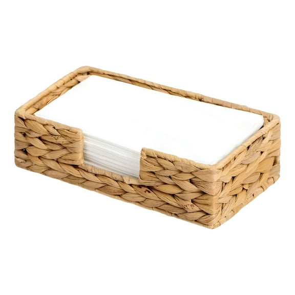 XIBUFE 2026 New Home Decor 1 Piece Napkin Water Hyacinth Woven Rattan Napkin Holder 9.5X5.1X2.8 Rectangular Wicker Paper Holder for Table Bathroom Disposable Guest Towels. Light Green,22X13Cm