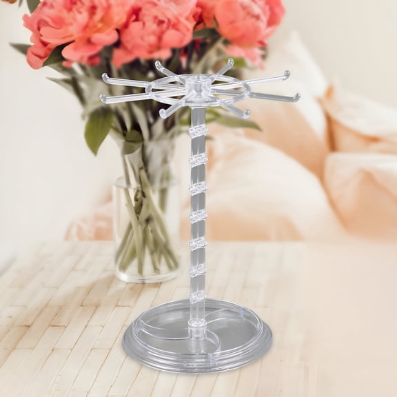 XIBUFE 2026 New Jewelry Organizer Hanging Rack/Rotating Jewelry Display Stand/Necklace Holder for Dresser, Watch Counter, Bathroom, Tall Clear for Vanity, Dresser, Bedroom, Bathroom, Store