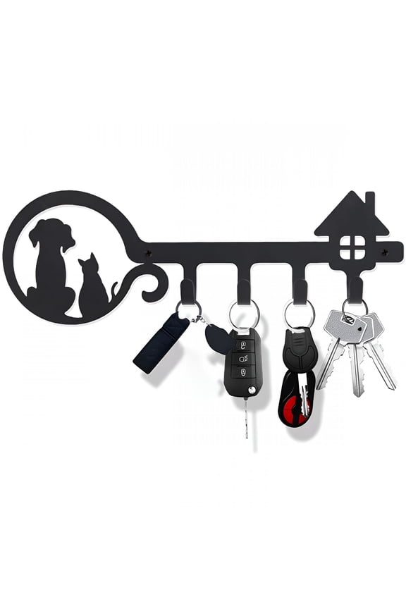 2026 New Key Holder with 4 Hooks for Decoration Wall-Mounted Keys Stand Punching Installation Key Hanger Hook Keep Neat Iron Key Holder for Entryway Front Door Garage