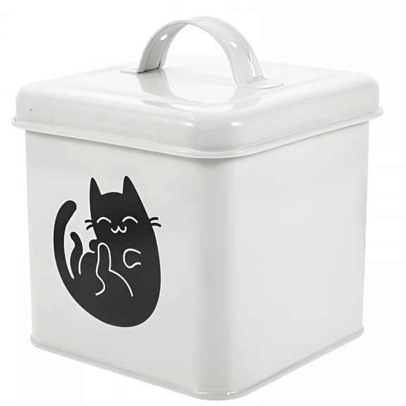 XIBUFE 2026 New Large-Capacity Pet Food Storage Box Multi-Functional Iron Cat Snack Bucket Dog Snack Bin with Spoon for Home, Kennel, Pantry