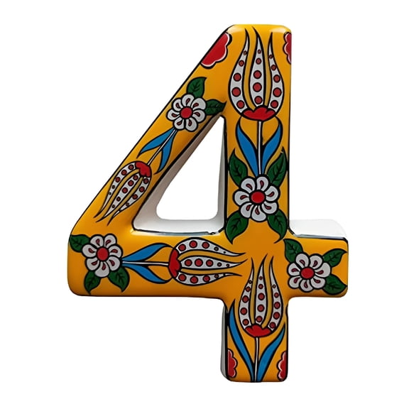 XIBUFE 2026 New Large Ceramic Housewarming Sign,Address Plaque House Numbers Sign,Door Personalized Coloured Decorative,Hand Decorated Gifts,Tulip Design,12*9 Cm