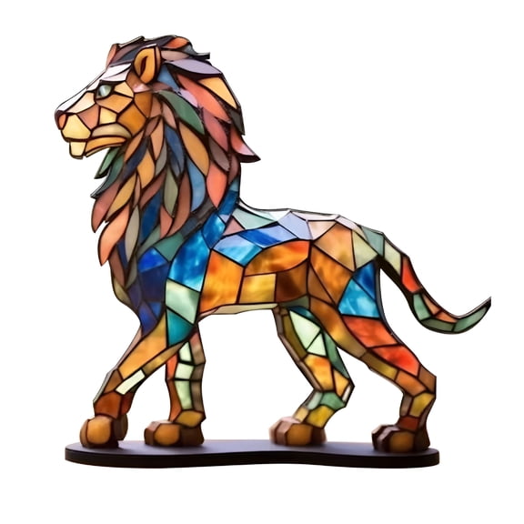 XIBUFE 2026 New Lion Statue,Graffiti Desktop Decor Colorful Stained Acrylic Lions Decoration Table Top Abstract Art Decor Home Decor Crafted Lions Decorations for Bedroom Office(7.8In,No 3D)