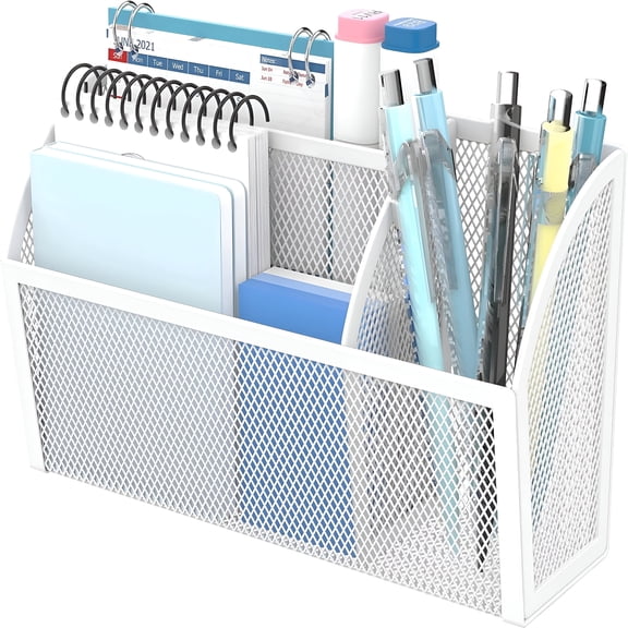 XIBUFE 2026 New Magnetic Pencil Holder,Magnetic Shelf for the Whiteboard,3-Grid Mesh Magnetic Pen Holder for Refrigerator,Magnetic Organizer Locker Accessories for Home,School,White