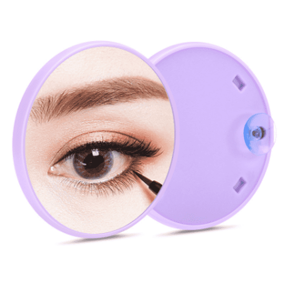 XIBUFE 2026 New Magnifying Mirror Ultra-Clear Viewing Surface Small Mirror Compact and Easy to Carry Travel Mirror 15X Magnification Suction Cup Design for Makeup,Grooming,Bathroom,Daily Purple