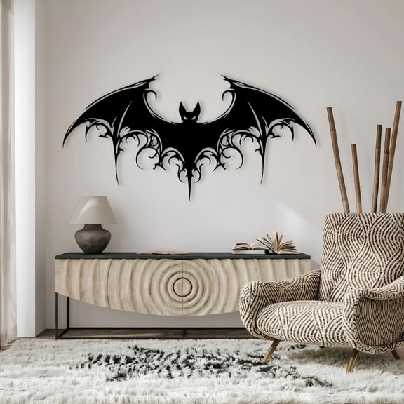 XIBUFE 2026 New Majestic Bat Metal Wall Art Giant Bat Metal Wall Decor Gothic Home Decor Scary Halloween Decoration for Outdoor Halloween Bat Wall Hanging