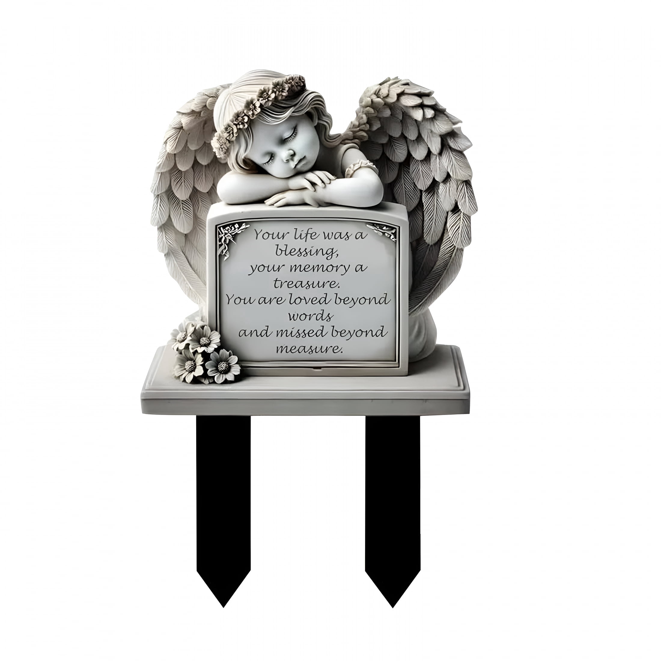 XIBUFE 2026 New Memorial Garden Angel Statue with Inscription Cherished ...