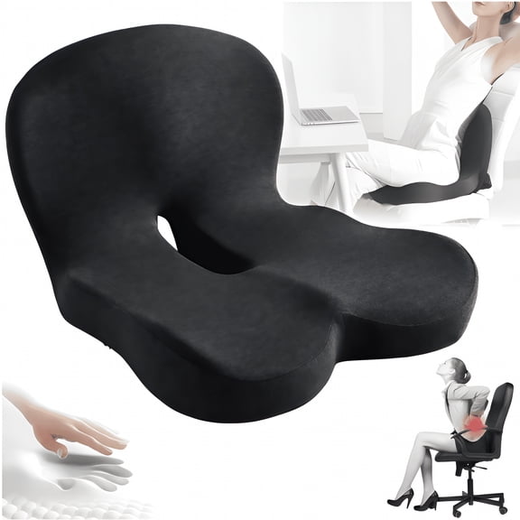 XIBUFE 2026 New Memory Foam L-Shaped Integrated Seat Cushions for Car Truck Driver Ergonomic L Shape Lumbar Cushion Office Chair Butt and Back Support Pillow Long Driving Booster Seat
