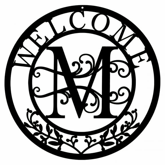 XIBUFE 2026 New Metal Monogrammed Initial Welcome Sign,Metal Letter Wall Art Decor,Name Sign for Home Porch Front Door Outdoor (M)