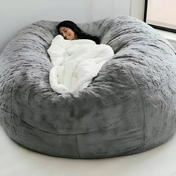 XIBUFE 2026 New Microsuede 7Ft Foam Giant Bean Bag Memory Living Room Chair Lazy Sofa Soft Cover,For Lounging,Movie Nights,Gaming,Reading,Dorm Rooms,Living Rooms.