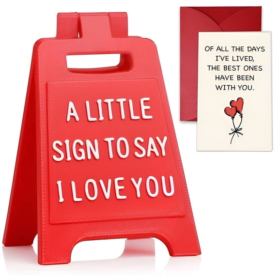 XIBUFE 2026 New Mini "A Little Sign to Say I Love You" Red Desk Sign-Romantic Keepsake Gift with Card&Envelope for Valentine'S Day,Anniversaries,Birthdays and Weddings