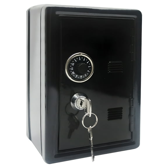 XIBUFE 2026 New Mini Safe - 7X 4.7X 3.9 Inch Safe Box,Simulation Safe Storage Box for Secure Cash Jewelry,Id Documents - Security Lock Case W/ 2 Keys (Black)