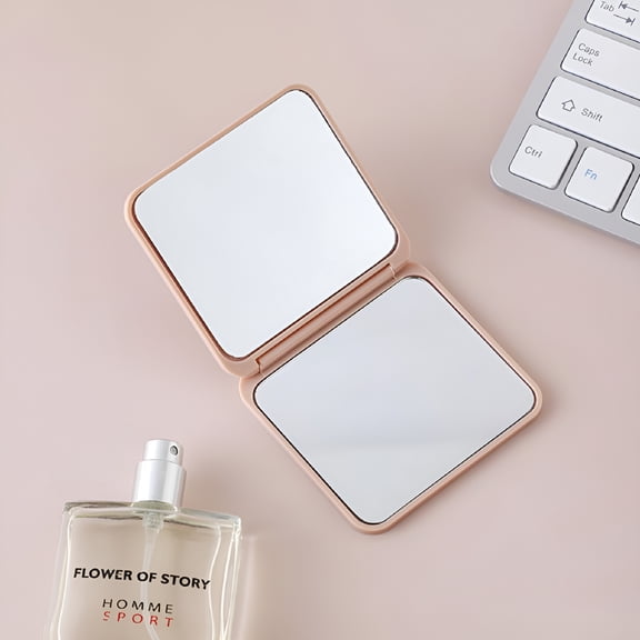 XIBUFE 2026 New Mini Square Makeup Mirror Portable Double-Sided Foldable Mirror Small Gift for Personal Grooming, Makeup Application, Travel, Compact Storage, Daily Use.