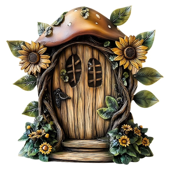 XIBUFE 2026 New Mushroom House Garden Statue Indoor & Outdoor,Solar Light Mushroom House Garden Figurines for Lawn,Balcony,Yard Decoration,Hand-Painted Resin Garden Decorations for Indoor & Outdoor