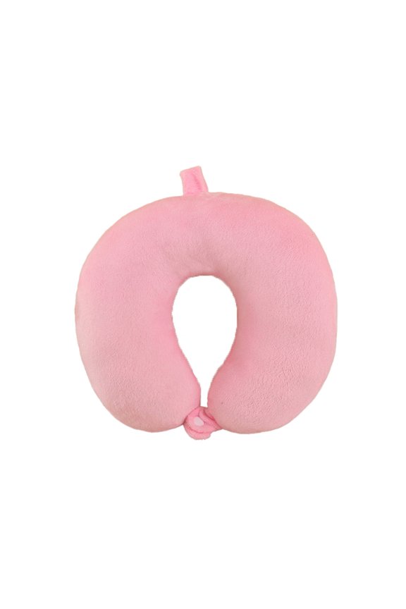 2026 New Neck Pillow Premium Pp Cotton Travel Pillow Elastic Velvet Fabric Travel Neck Pillow for Plane, Car, Train Pink
