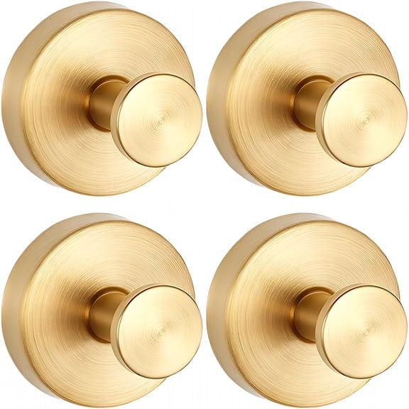XIBUFE 2026 New No-Drill Hooks,Upgraded Stainless Steel Waterproof Towel Hooks for Bathrooms,Suction Cup Hooks for Inside Shower,Glass,Window,Glass Shower Doors,Mirrors (Gold 4Pc)