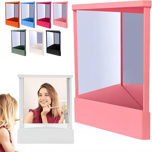XIBUFE 2026 New Non Reversing Mirror,True Mirror Non Reversing,Precision Glass Viewing Angle,True Image Reflection,Real Reflections Non Reversing Mirror for Vanity&Beauty (Pink,5.51 * 6.69)