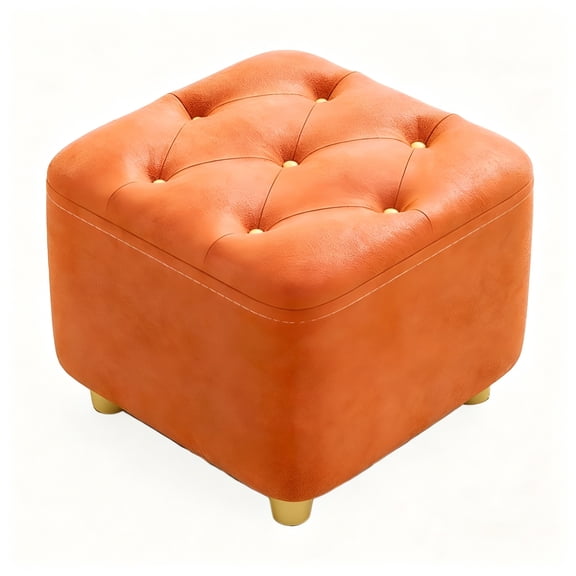 XIBUFE 2026 New Orange Technical Cloth Ottoman Footstool for Living Room,Bedroom,Lounge,Home Decor,Footrest,Relaxation.
