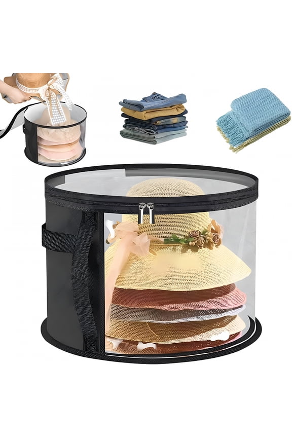 2026 New Oversized Clear Hat Box Storage Bag for Women Holds Up to 7 Caps Cowboy Hat Organizer for Closet Wide Brims Hat Case with Carrying Handles
