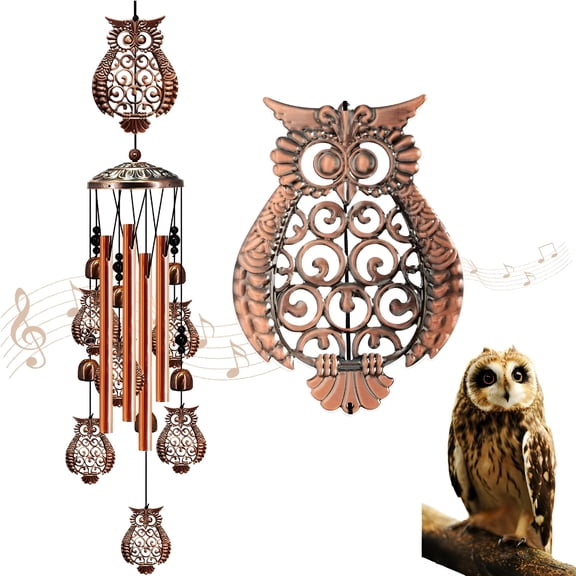 XIBUFE 2026 New Owl Wind Chimes for Outside,Owl Gifts for Women Mom Grandma,35In Windchimes Outdoors,Owls Garden Patio Porch Decor,Wind Chimes for Loss of Loved One