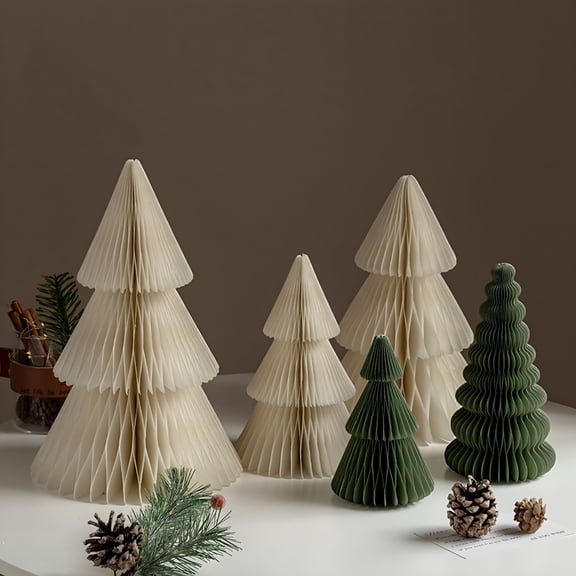 XIBUFE 2026 New Paper Christmas Tree 3D Honeycomb Paper Xmas Tree Ornament Rustic Tabletop Centerpiece for Office Home School Decor,For Holiday Decoration,Festive Gatherings,Christmas Parties