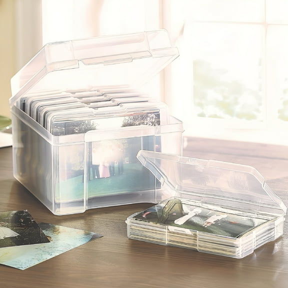 XIBUFE 2026 New Photo Storage Boxes 4X6 Photograph Picture Album Organiser Craft Container Photo Organizers and Storage Transparent for Photos,Scrapbooking,Crafts,Diy Projects