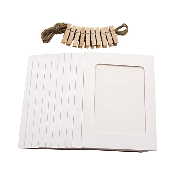 XIBUFE 2026 New Pictures Wall Decor Hanging Mini Picture Frame,10 Pieces 3Inch Paper 2X3 Frame with String&Clips Diy Wall Picture Frame Album+Rope+Clips Paper Frame Photo Miniature Picture Frames