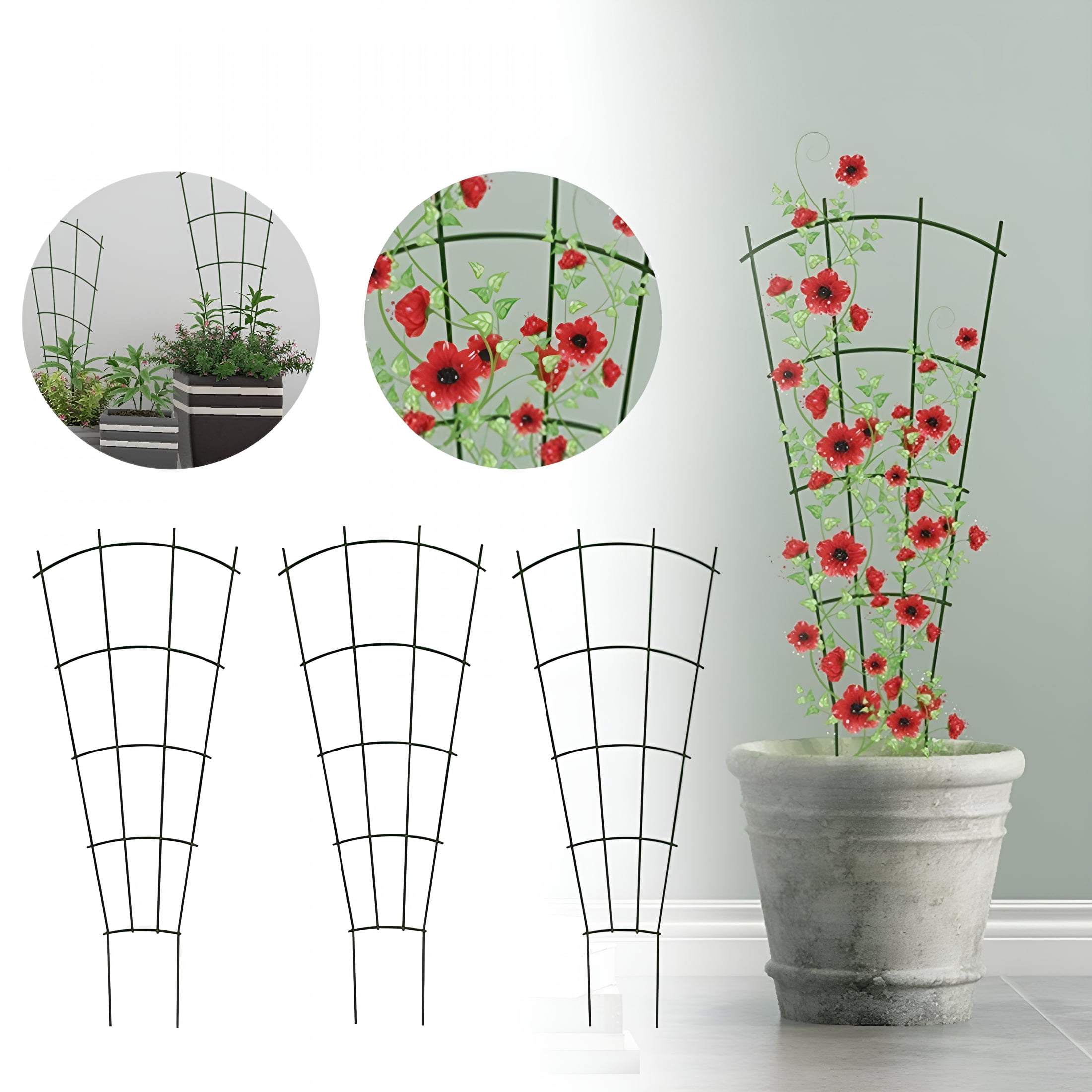 XIBUFE 2026 New Plant Supports for Garden 40Cm,Tomato Cage Tall Plant Support for Potted Plants Climbing Vine Rose Clematis Vegetable Cucumber,Garden Obelisk Trellis Garden Decor 3 Pcs